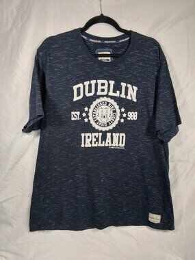 Urban Irish "Irish Connexion" Dublin collegiate-style T-shirt in navy blue XXL